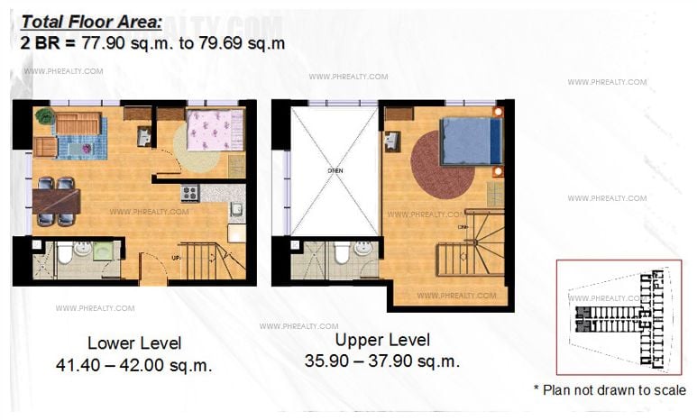 East of Galleria - Typical 2-br Loft Floor Plan