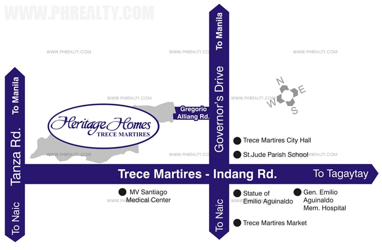 Heritage Homes Trece Martires - Location Map