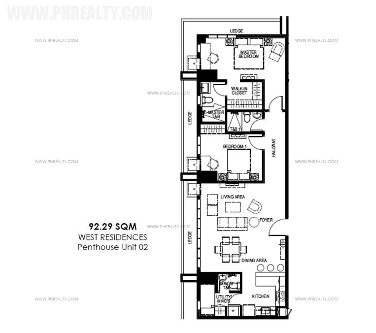 Mango Tree Residences  - Penthouse Level - Unit Layout Two Bedroom Suites