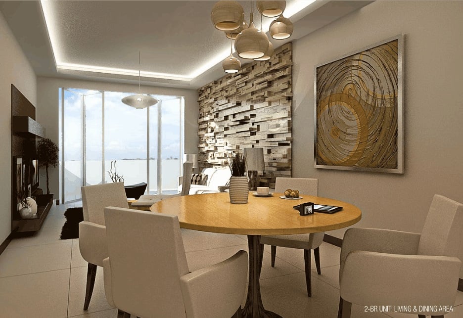 The Signature - Two Bedroom Unit - Living and Dining Area
