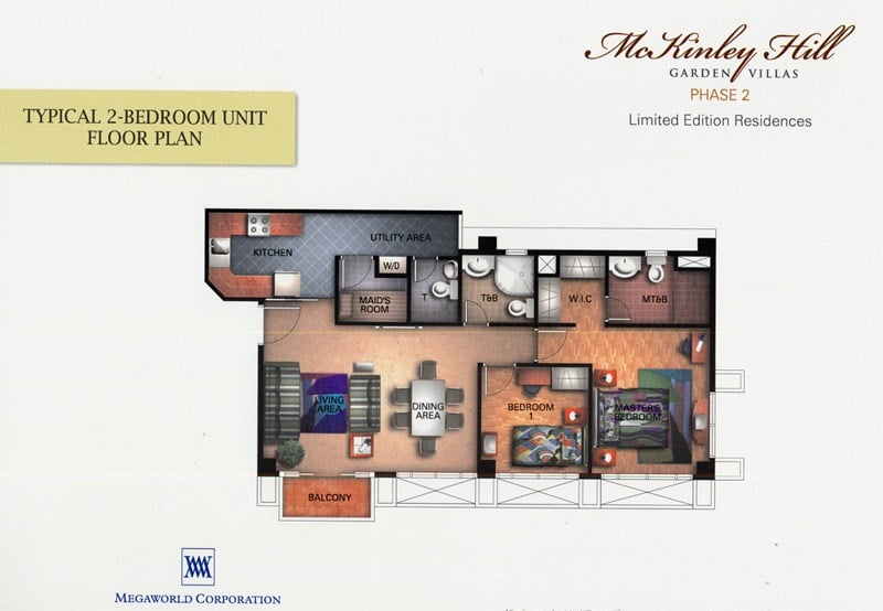 McKinley Hill Garden Villas - Typical 2-BR Unit Floor Plan 