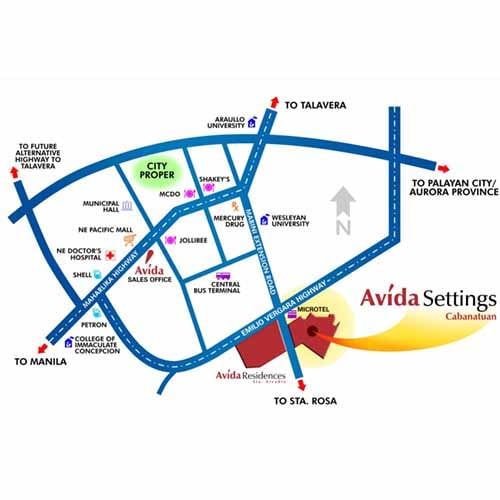 Avida Settings Cabanatuan - Location Map