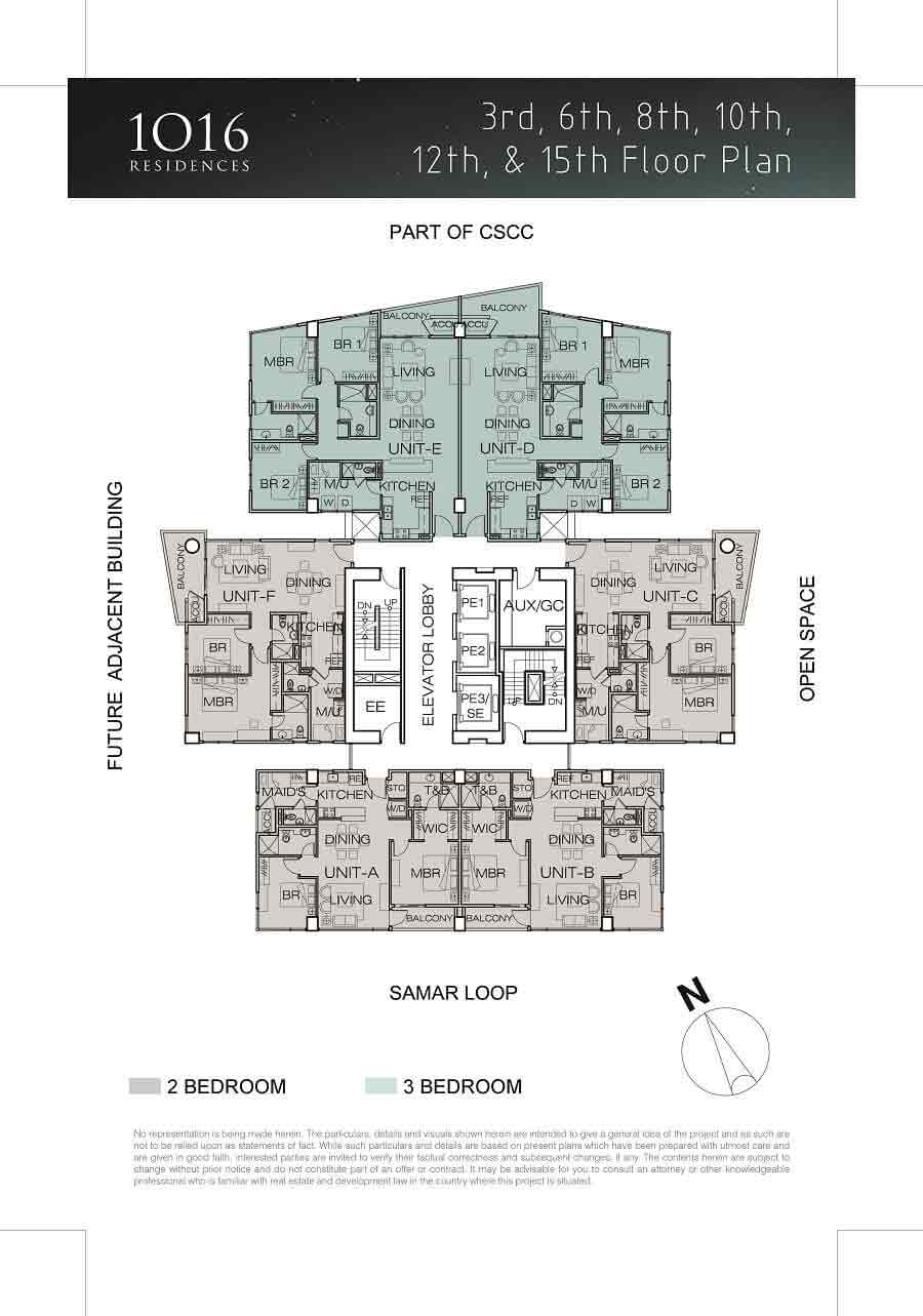 1016 Residences - 3rd, 6th, 8th, 10th, 12th, 15th Floor Plan