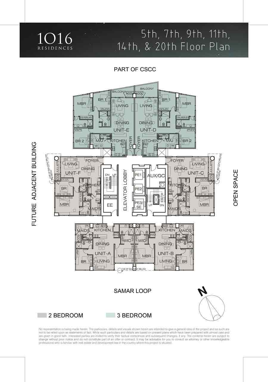 1016 Residences - 5th, 7th, 9th, 11th, 14th, 20th Floor Plan 
