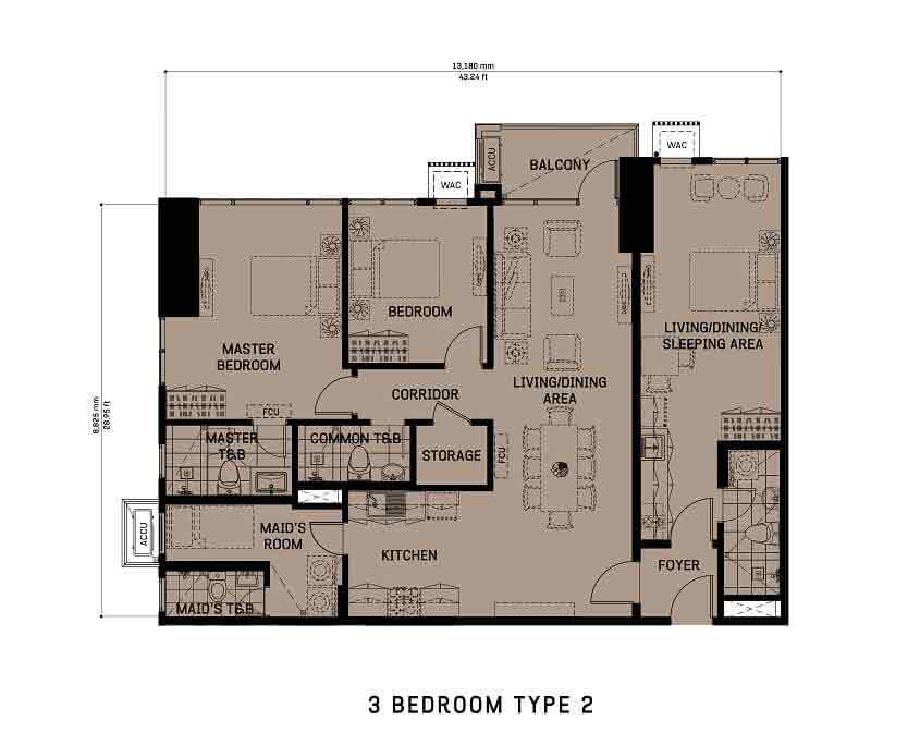 The Gentry Residences - 3 Bedroom Unit Type 2 