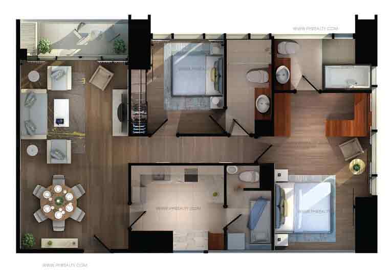 Shang Salcedo Place - Two Bedroom Corner Type B