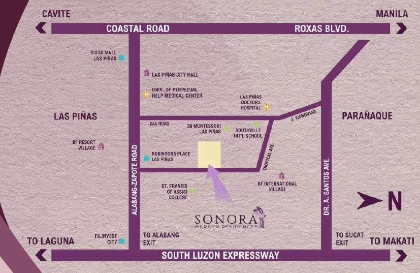 Sonora Garden Residences - Location Map
