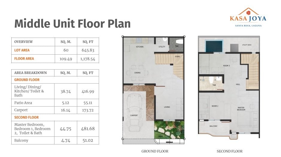 Kasa Joya - Middle Unit Floor Plan