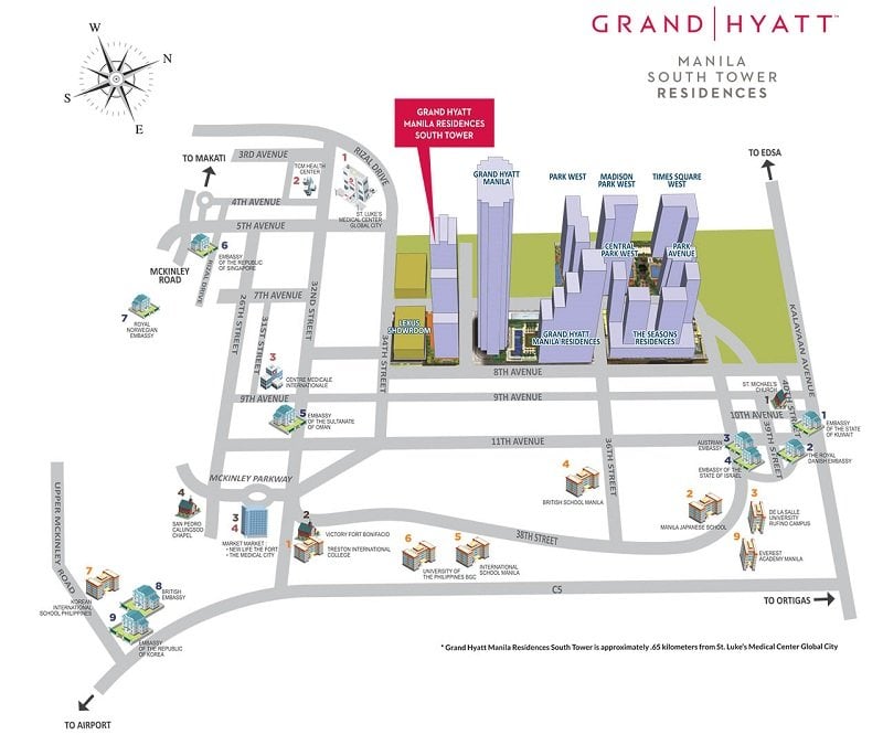 Grand Hyatt Manila Residences - Location Map