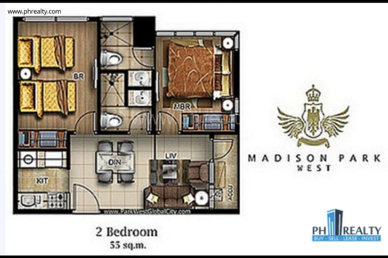 2BR Condos 55 SQM ₱ 12,276,000 Madison Park West